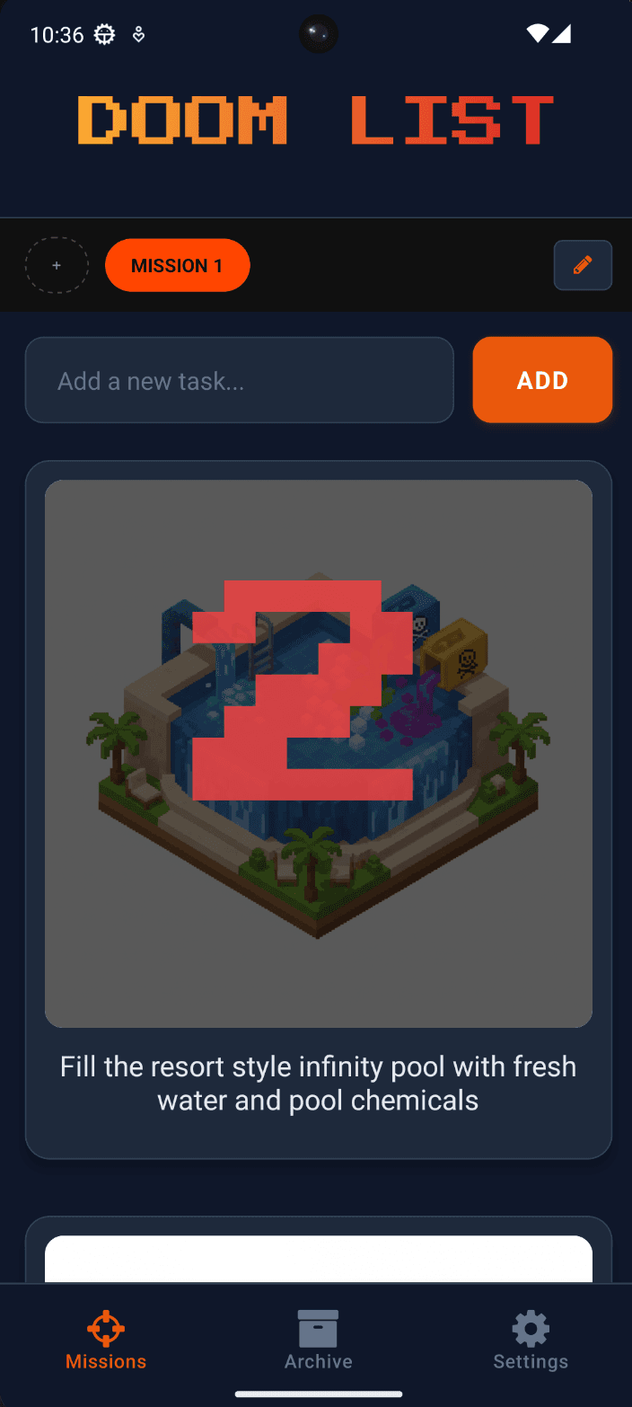 Countdown overlay before task destruction