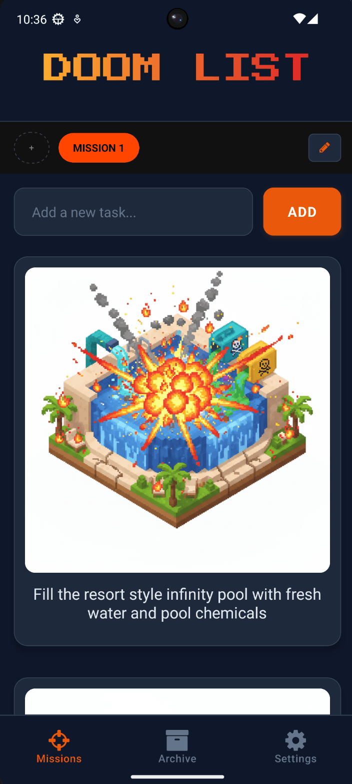 Task exploding with satisfying destruction animation